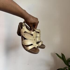 Vintage boho sling back chunky sole floral sandals size 38/7.5